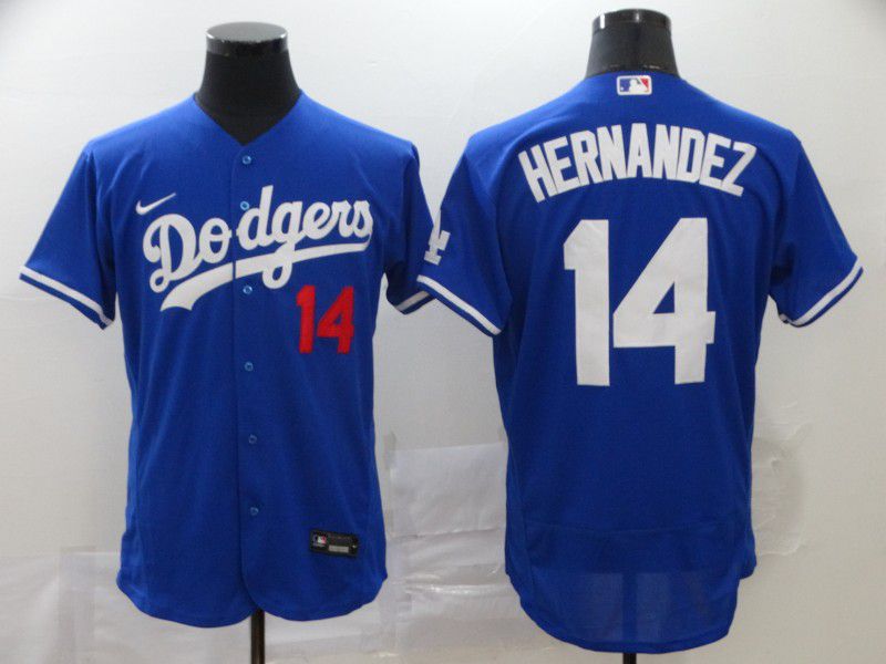 Men Los Angeles Dodgers #14 Hernandez Blue Nike Elite MLB Jerseys->los angeles dodgers->MLB Jersey
